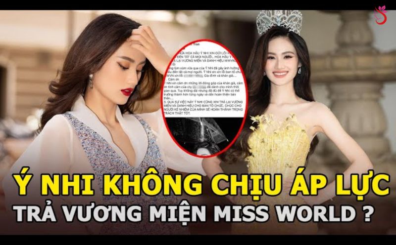 ​Hoa hậu Ý Nhi có ý định trao trả vương miện Miss World