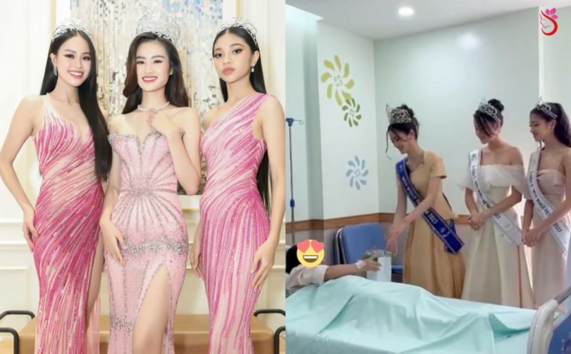 ​Hoa hậu Ý Nhi cùng hai Á hậu ngay lập tức gây bão khi đi từ thiện tại bệnh viện 5 sao