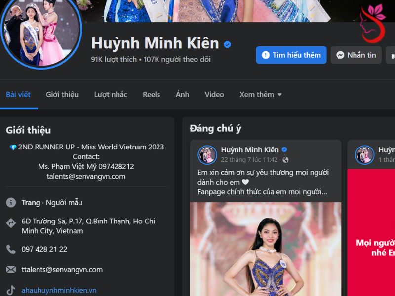 Trang fanpage giả mạo Á hậu Huỳnh Minh Kiên sở hữu tick xanh khiến khán giả hoang mang